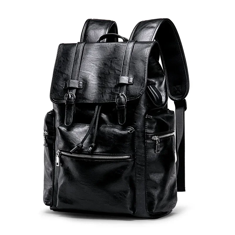 2026 Vintage Men Backpacks Fashion High Quality Pu Leather Male Korean Student Backpack Boy Business Laptop School Computer Bag