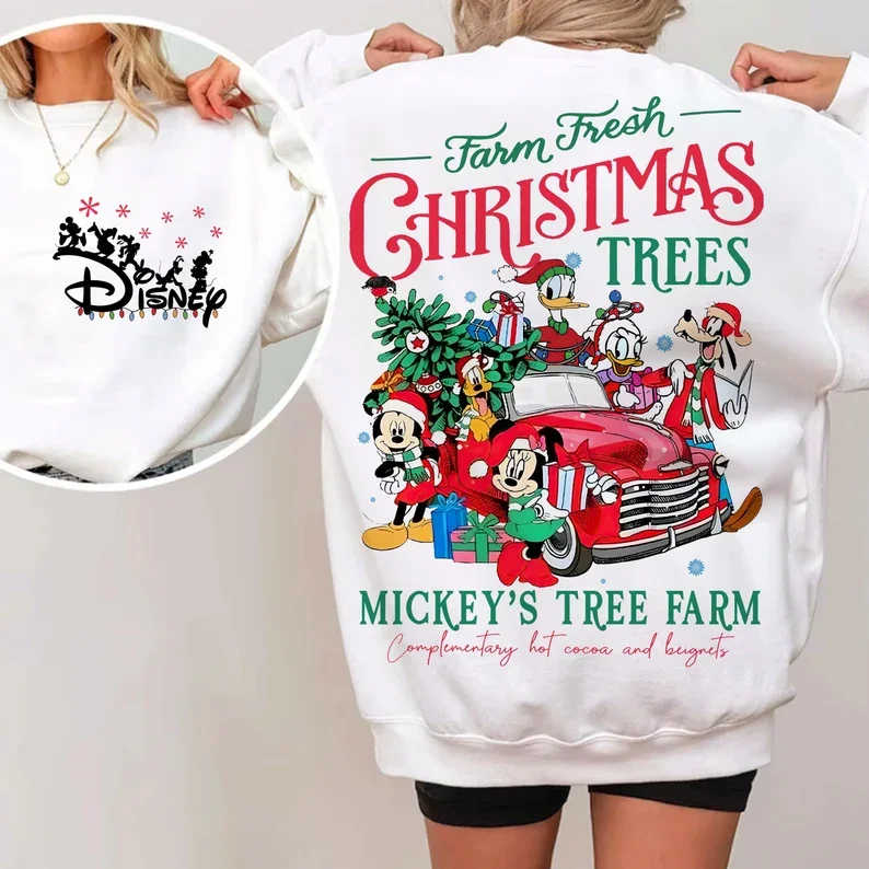 Sudadera navideña de Mickey Friend de Disney para hombre y mujer, sudaderas con capucha de algodón, jersey de lana de gran tamaño para otoño e invierno, abrigos Unisex para pareja