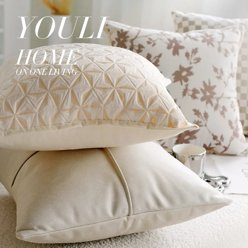 45x45CM Light Luxury Throw Pillow Cover Modern Simple Cream Stamping Waist Cushion Cover Decor Home Decorative Pillowcase