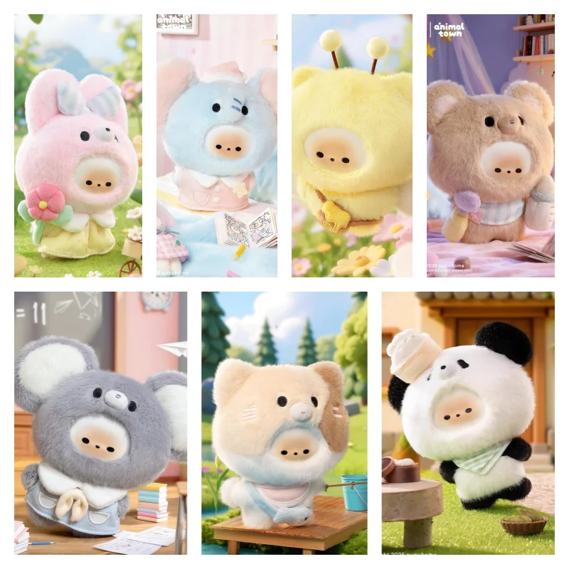 

New Product In Stock Steamed Bun Cat Animal Town Series Vinyl Blind Box Trendy Toys Plush Pendants Figurines Decorative Items