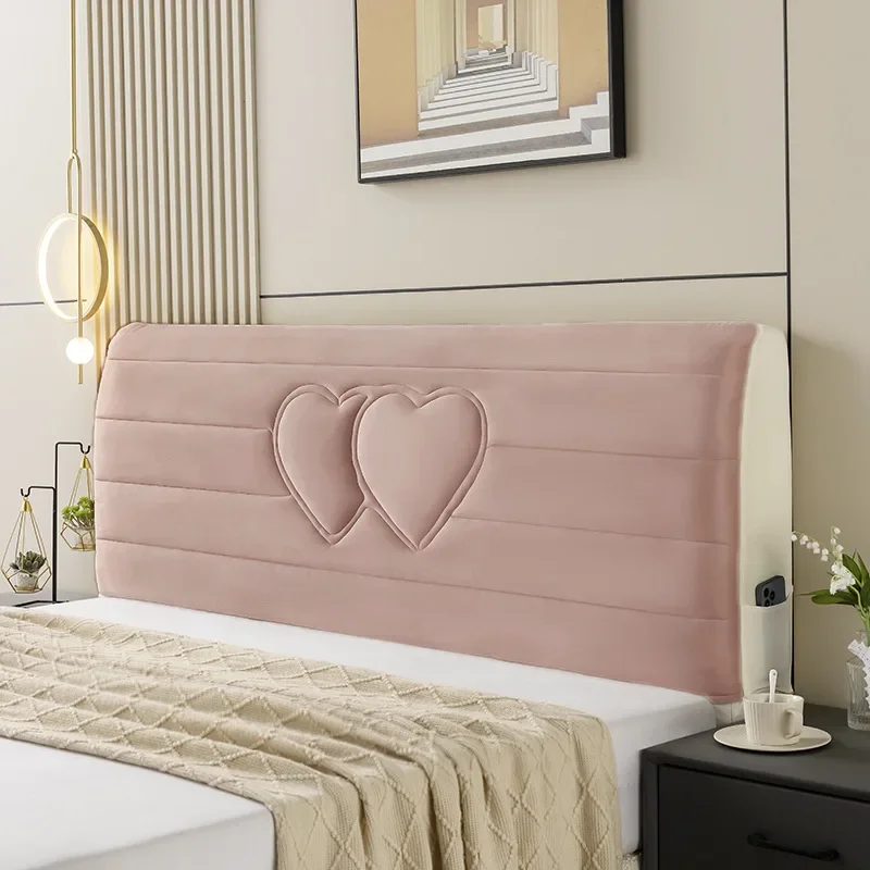 All-inclusive Velvet Quilted Bed Head Cover Short Plush Dustproof Headboard Cover Queen King Size Bed Back Dust Protector Cover