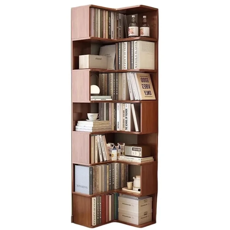 

Bookshelf Solid wood core Corner storage Shelf Bookcase Corner small apartment household corner Multi-layer living room locker