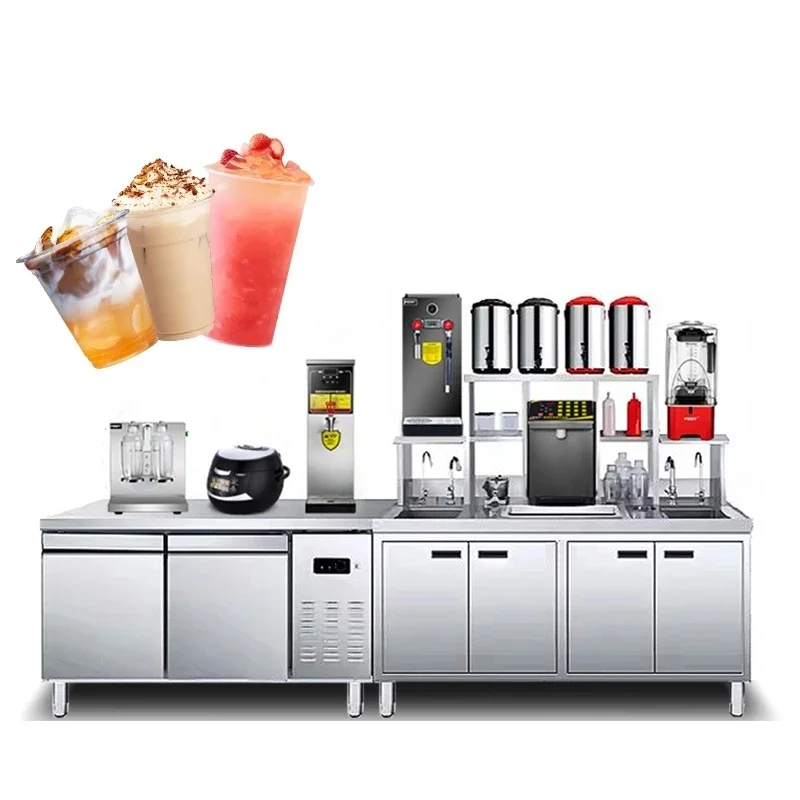 Picture 3: custom.Commercial Boba Worktable Stainless Steel Milk Tea Counter Bubble Tea Shop