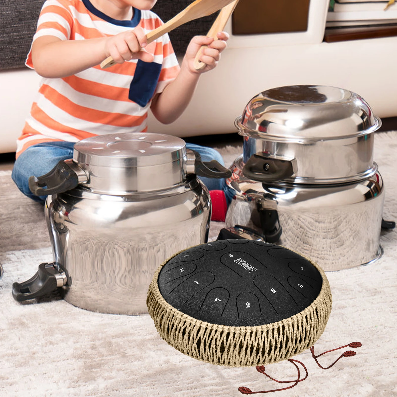 

Ethereal Drum Hemp Rope Vintage Cover Long Adjustable Braided Supply Musical Instrument Parts Accessories H Steel Tongue Drum