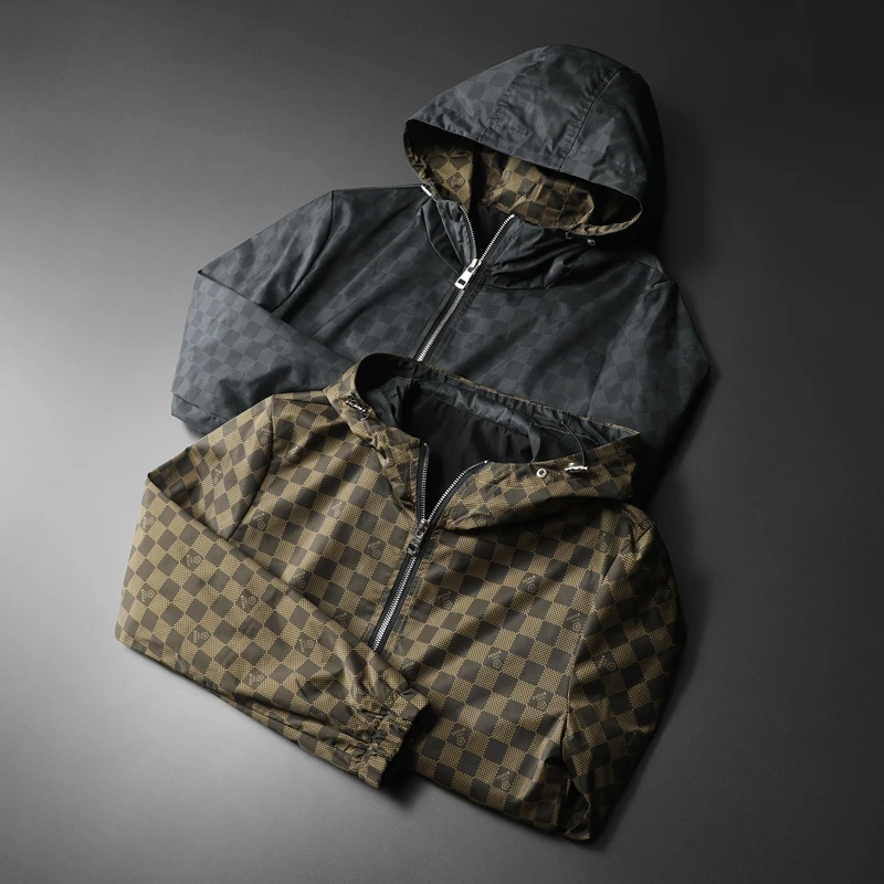 

Korean slim fit hooded thin sports jacket, high-quality fashionable personalized hooded jacket, men's slim fit jacket