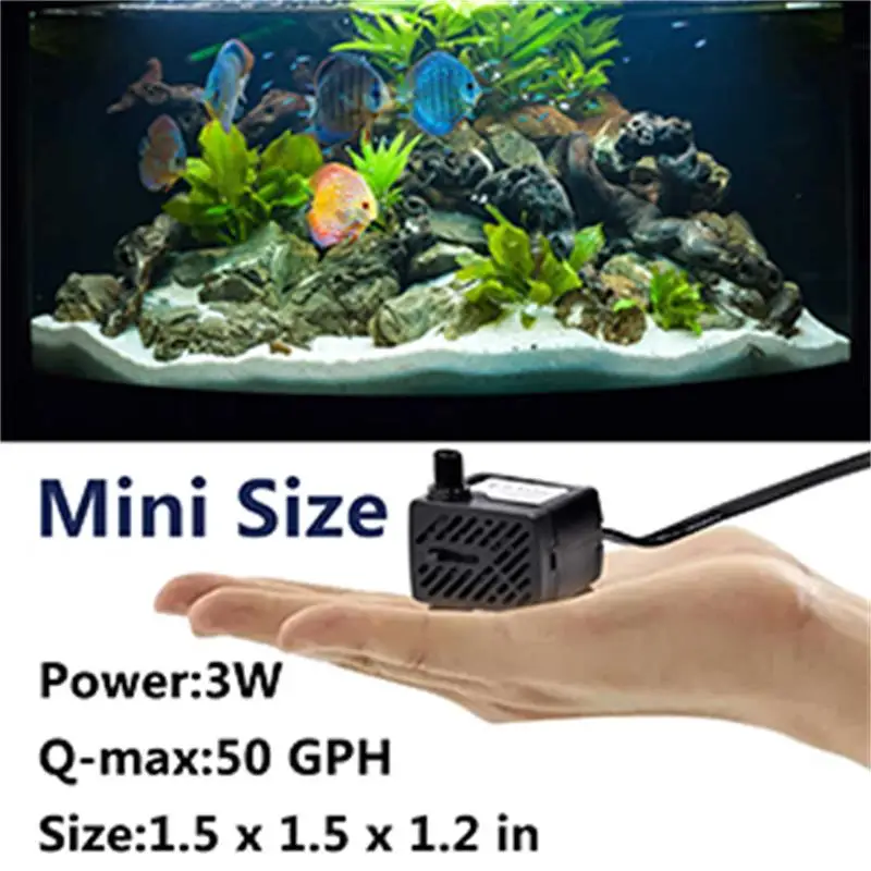 Mini Fish Tank Water Pump Easy Installation Detachable Cleaning Ultra Silent Adjustable Flow Rate Fish Tank Aquarium Water Pump