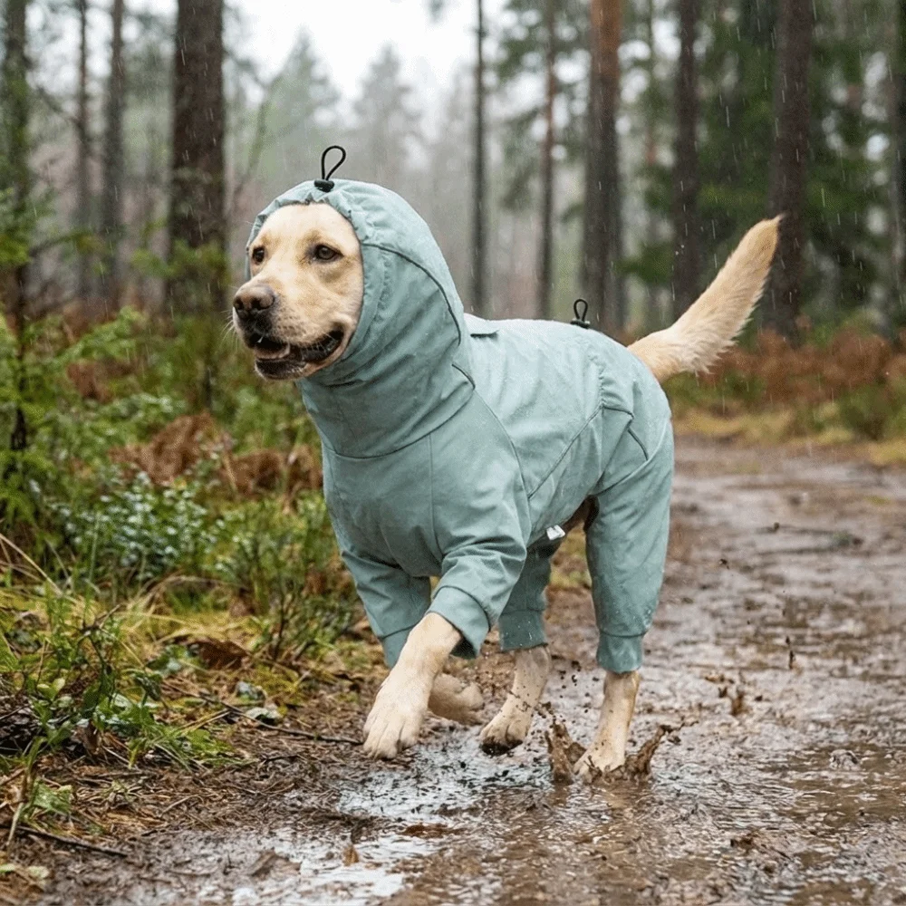 Waterproof Dog Hooded Raincoat Breathable Quick Dry Pet Waterproof Clothes Adjustable Hood Windproof Dog Rain Jacket Outdoor
