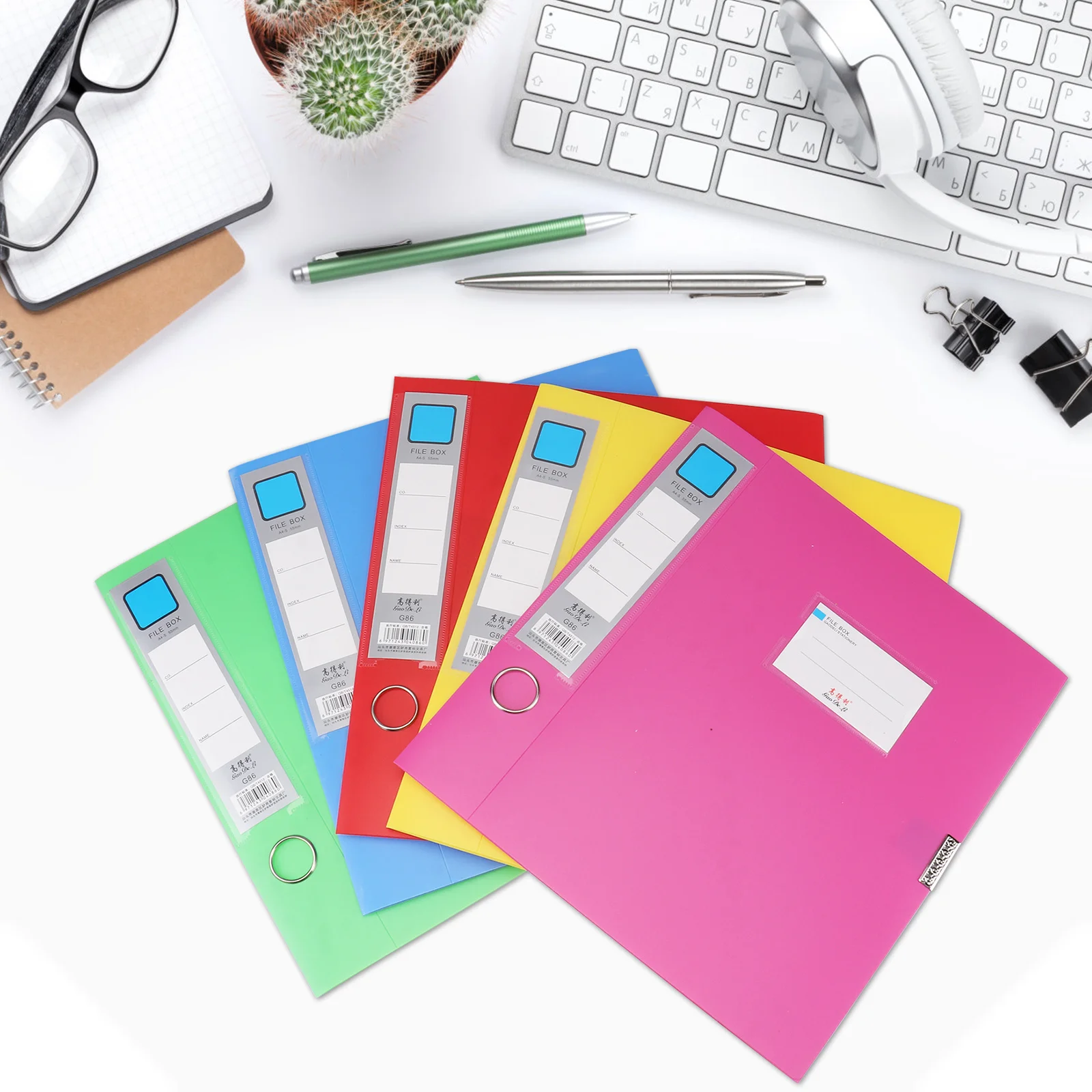 5Pcs PP File Storage Boxes Document Organizer for Office School Home Mixed Colors Document Holder