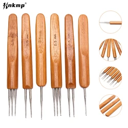 Crochet Hook Dreads Loc Crochet Needle Wooden Handle 0.5Mm 0.75Mm For Dreadlocks Braids Hair Making Needle Tools For Dreads