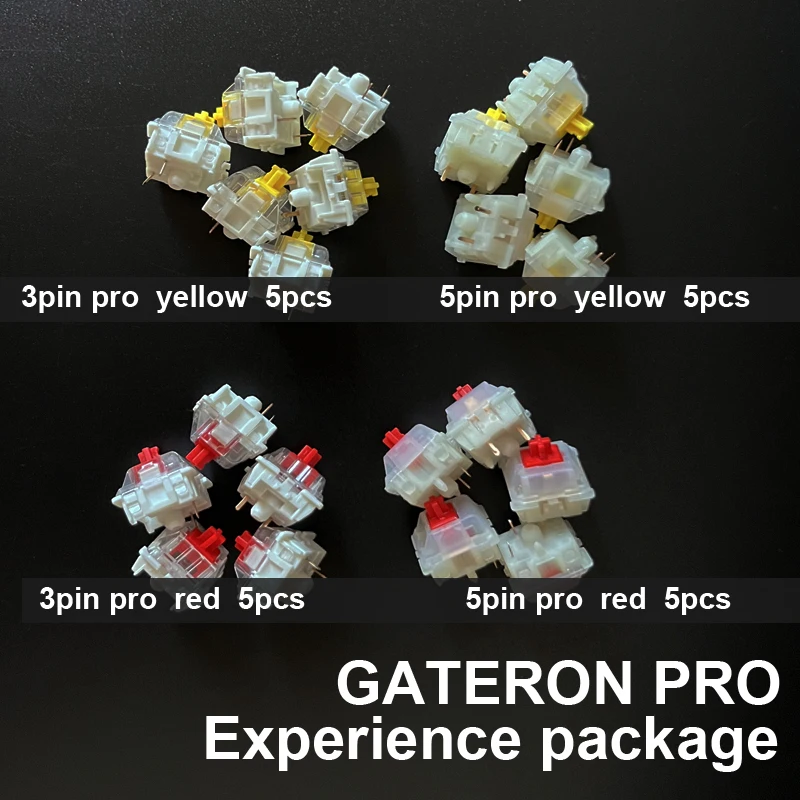 gateron pro yellow Sample experience package 5pin milk yellow 3pin White from top to bottom