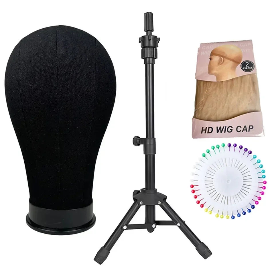 

Soft Canvas Wig Head With Tripod Stand 22' Training Mannequin Canvas Head for Hairstyle Display DlY Making Wig Stand With Head