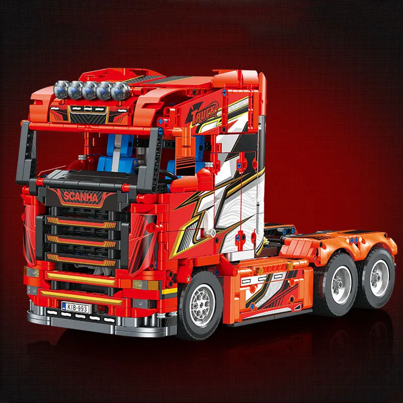 

Red Heavy-Duty Large Container Truck Head (Static Version) High-Difficulty Building Block Toy