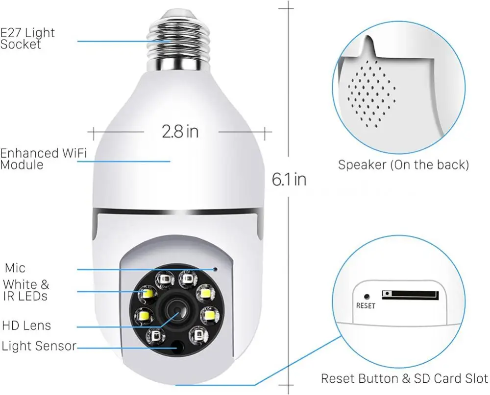 V380 Lamp Camera 3mp Ip Cctv Camera Indoor Smart Home Camera Draadloze 360 Graden Beveiliging Babyfoon Hd V380 Pro