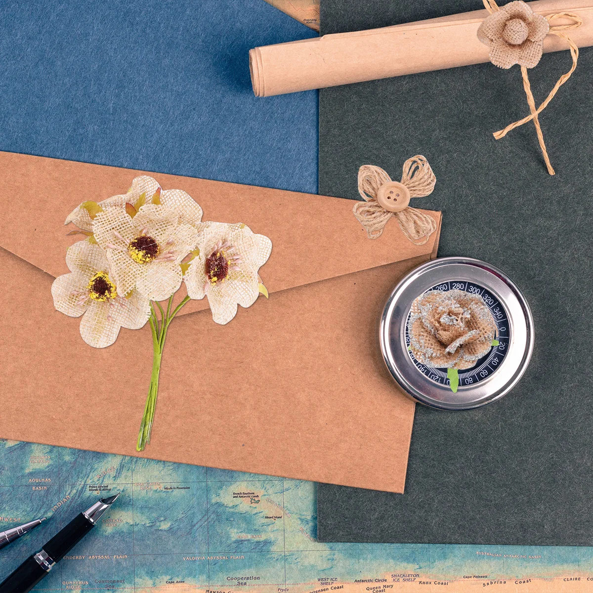 

20Pcs Wedding Burlap Decorations Handmade Linen Flowers for Party Home Gift Packaging Outdoor Indoor Festive Use