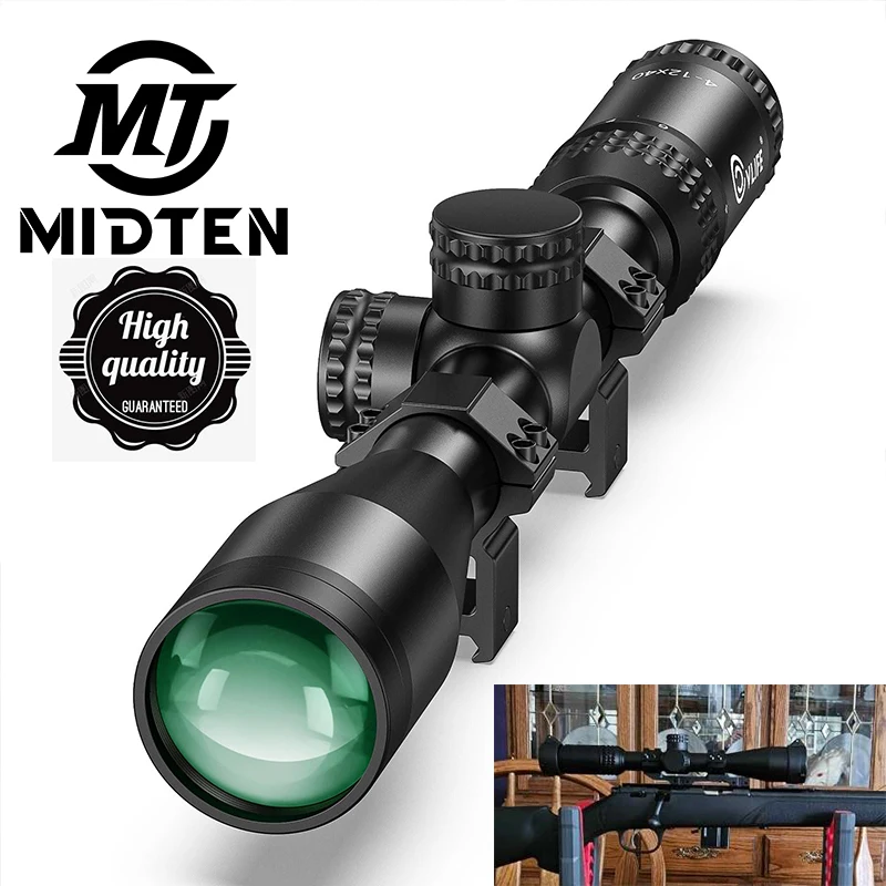 MIDTEN  4-12x40 JackalHowl F02 Rifle Scope 1-inch Tube SFP 20mm Rings Second Focal Plane Long Eye Relief 30 MOA