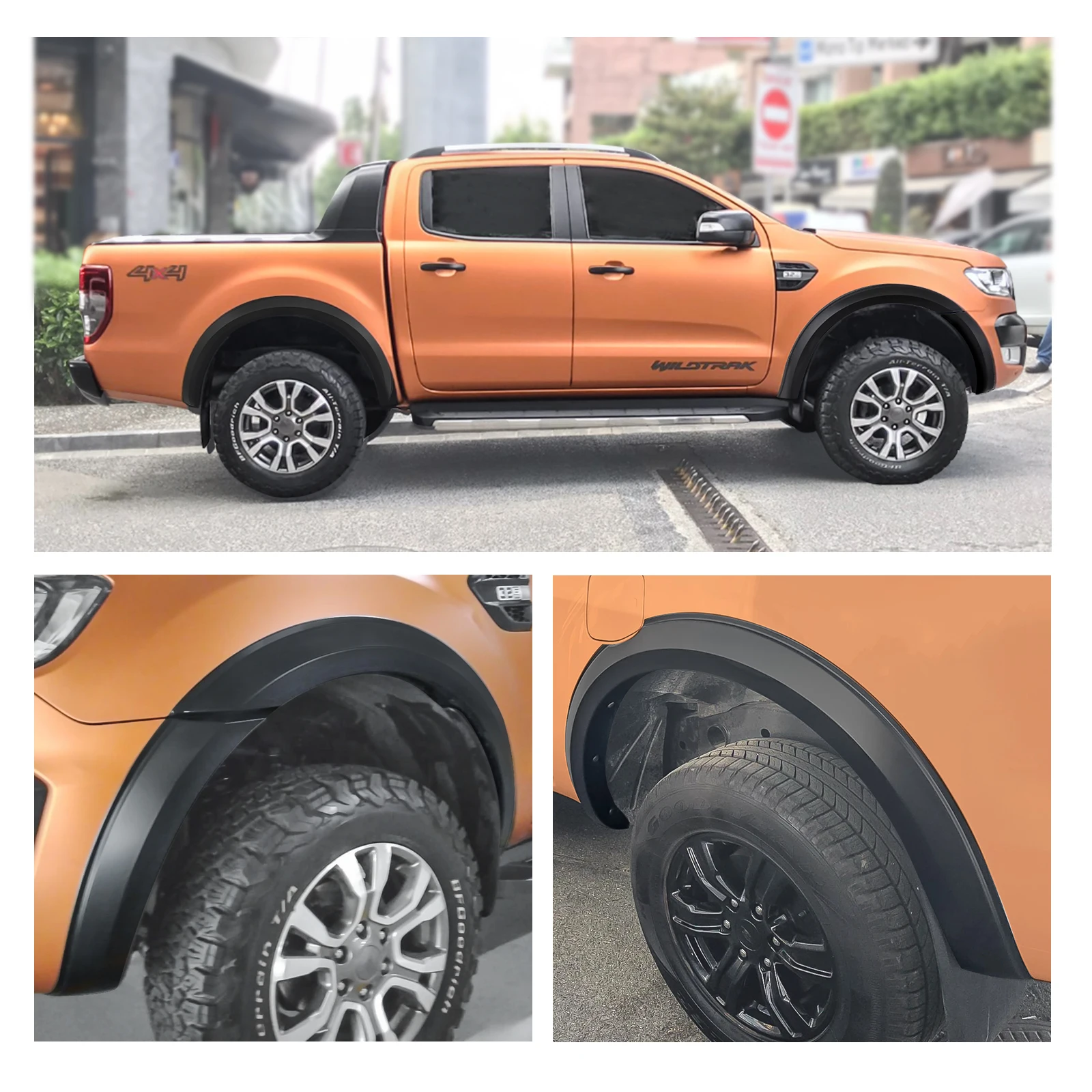 4 ''abs schlanke Kotflügel verbreiter ungen Kit breiter Radlauf für Ford Ranger Storm trak Thunder Wolftrak 2010-2015 mattschwarz 4x4 Zubehör – Detail 14