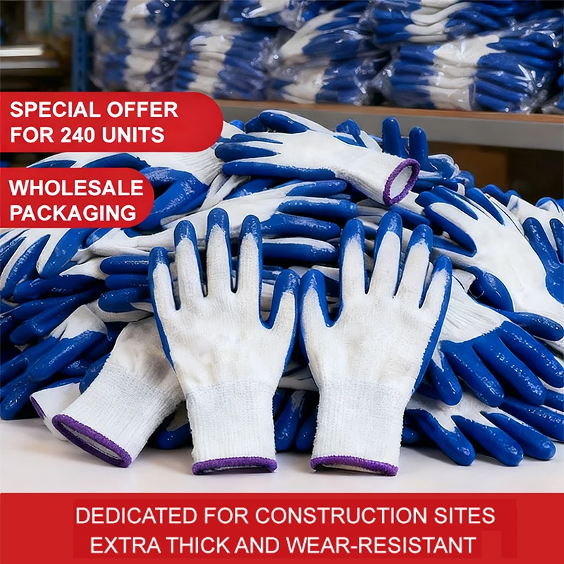 

12 pair Non-slip Wear-resistant Breathable Nitrile Gloves Industrial Labor Building Construction Safety Non-slip Work Gloves
