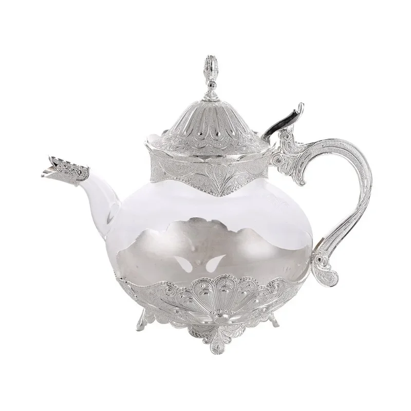 

Элегантный кофейник из сплава и стекла, сахарница, в европейском стиле, изысканная вырезанная, домашний горшок, украшения