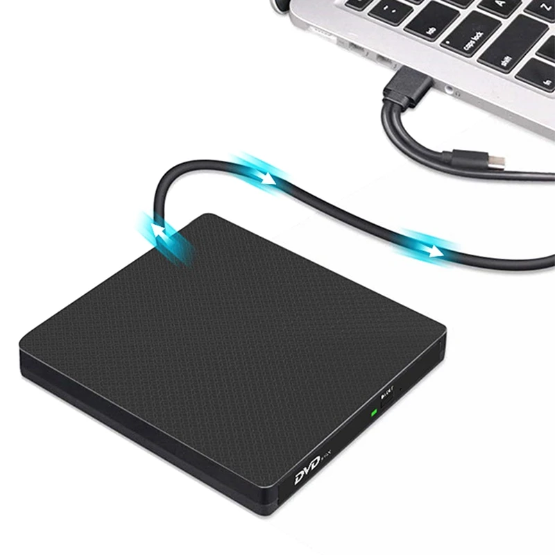 USB Portable DVD Drive USB3.0+Type-C Slim External DVD/CD/VCD Optical Drive Burner For Desktop Laptops