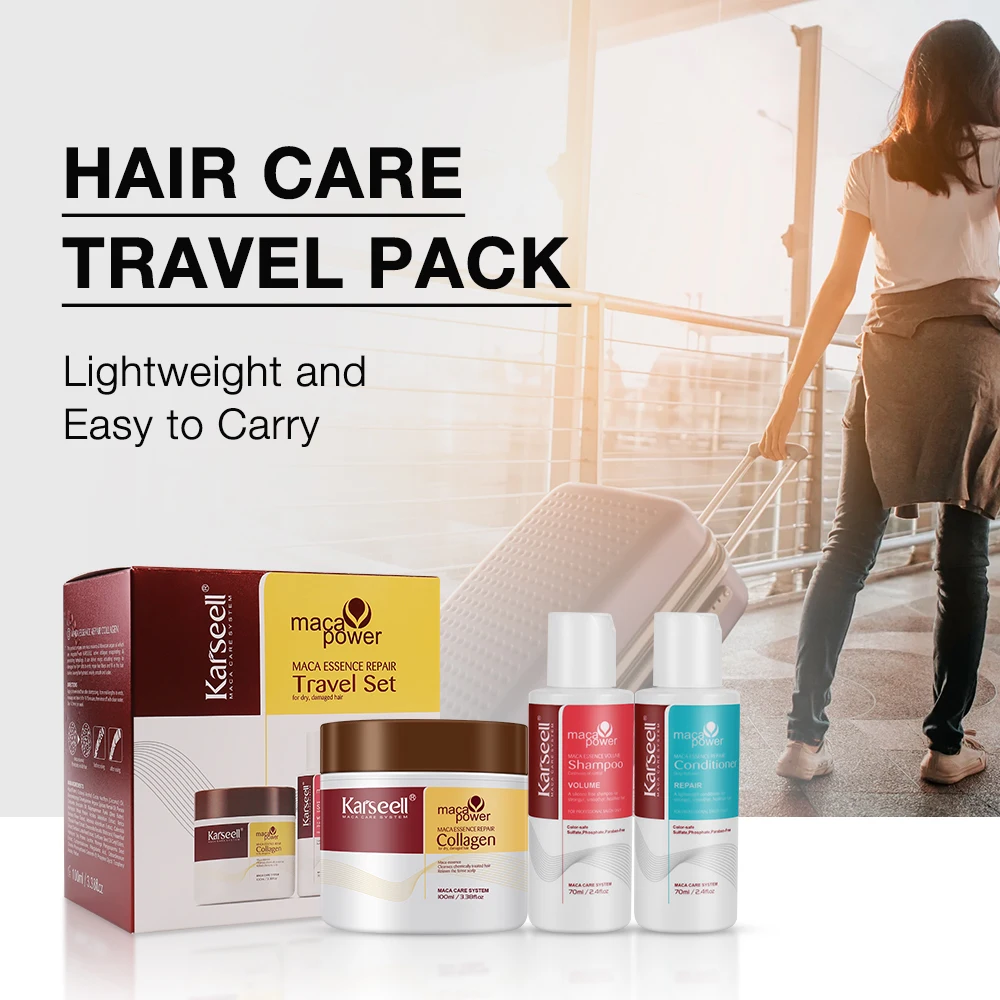 Karseell Collagen Hair Treatment Deep Repair Conditioning, Hair mask Shampoo and Conditioner Travel set For Dry Damaged Hair