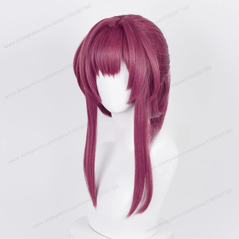 Kafka peruka do cosplay Honkai Star Rail Kafka 43cm różowe fioletowe włosy żaroodporne syntetyczne peruki Anime + czapka z peruką