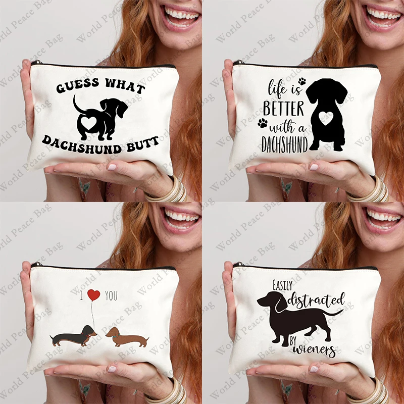 Bolsa de maquillaje Dachshund gifts, bolsa de maquillaje Dachshund, regalos de Dachshund para mujeres, bolsa de maquillaje de cosméticos Dachshunds, regalos de perros Wiener, 1pc