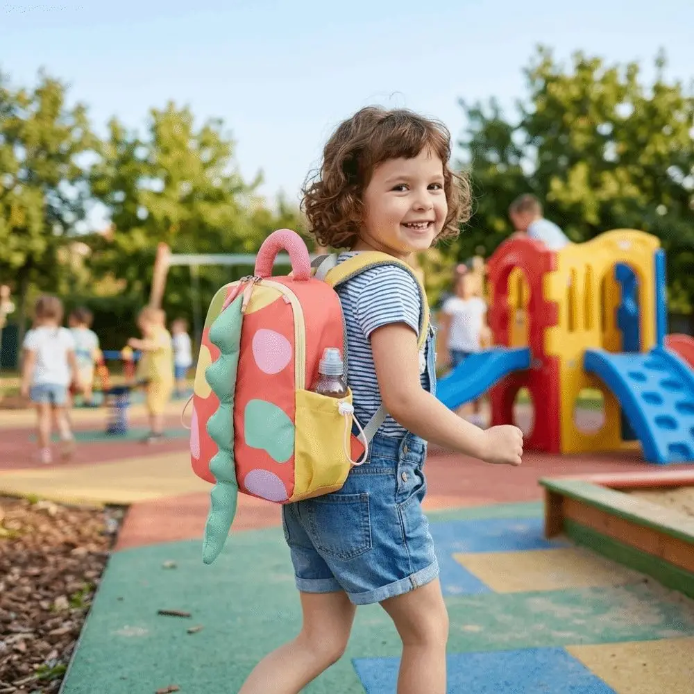 Oxford Cloth Kids Backpack Cartoon Design Dinosaur Tail Mini Rucksack Lightweight Water Repellent Dinosaur Backpack