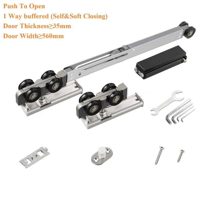 1Set Push-to-open schuifdeurrolbeslagset