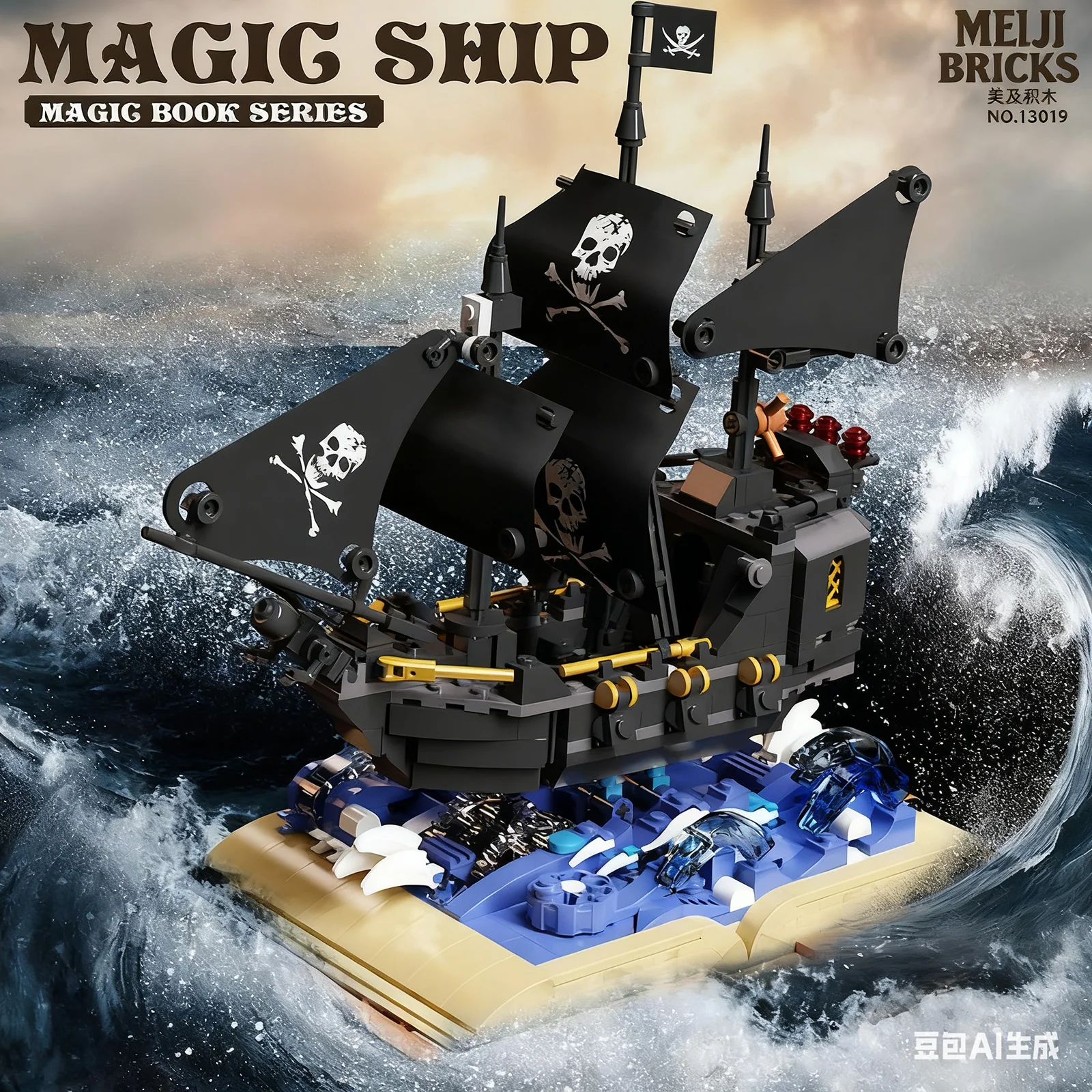 919PCS Nero Perla Nave Pirata Building Blocks Set MOC Modello Kit per Adulti Bambini FAI DA TE Barca A Vela Desktop Decor Natale Bir