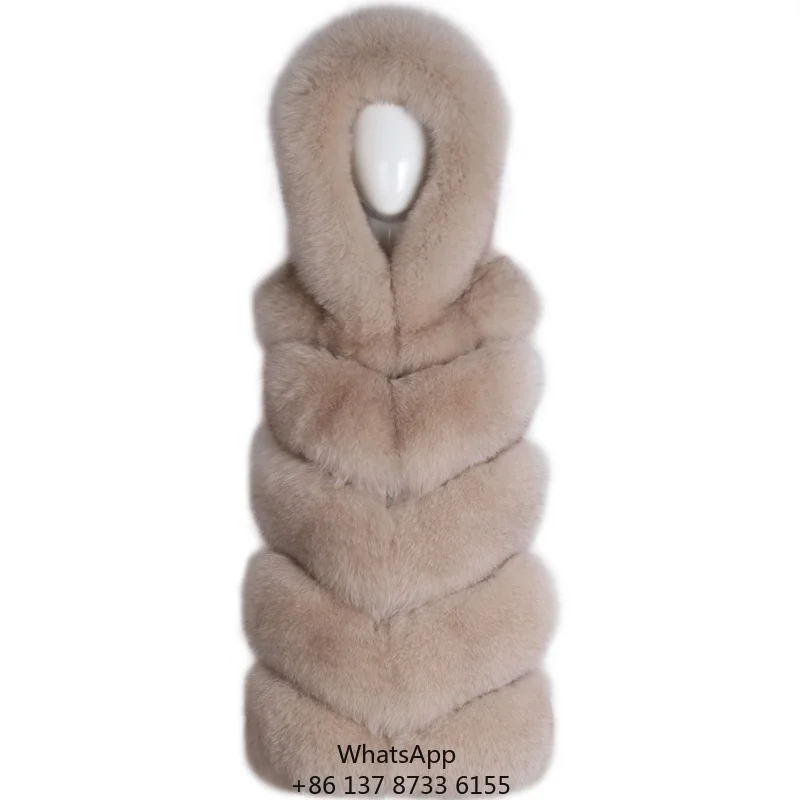 Fur Vest Hooded Fur Hooded Coat Sleeveless Waistcoat Lady Clothing Female Gilet Fancy Hood Fox Fur Vest Women