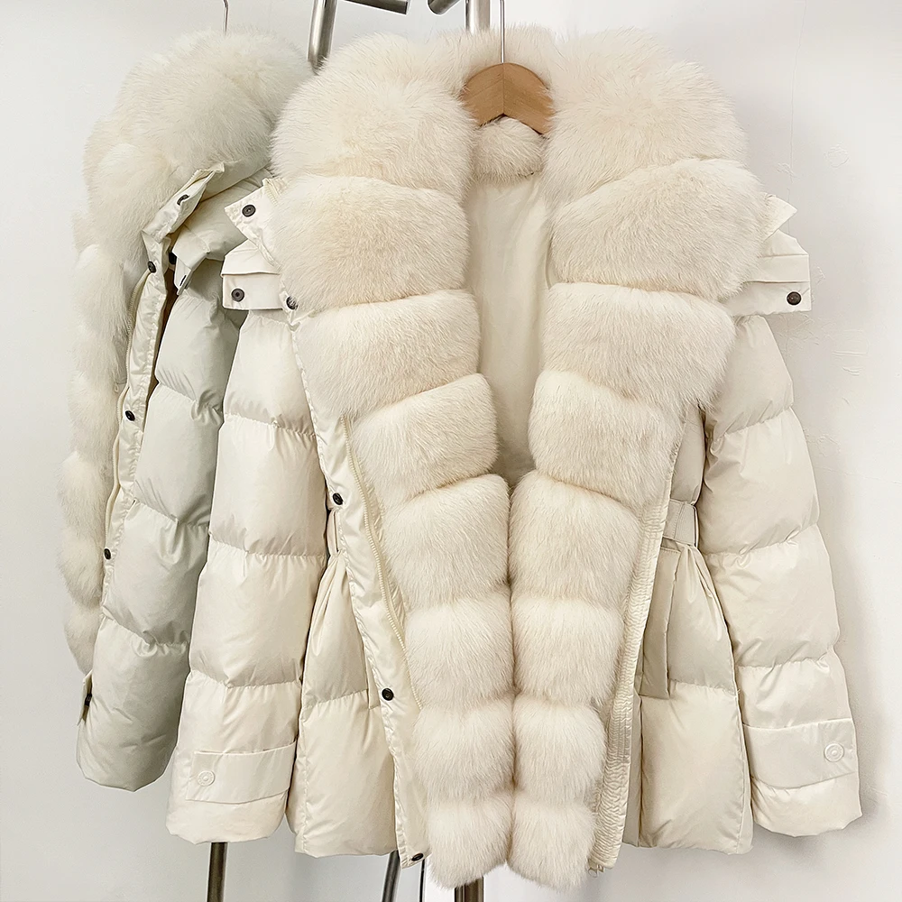 Chaquetas de invierno para mujer, chaqueta de entretiempo para mujer, Parka con piel Natural, abrigo de invierno para mujer, 2025 esperando al calor