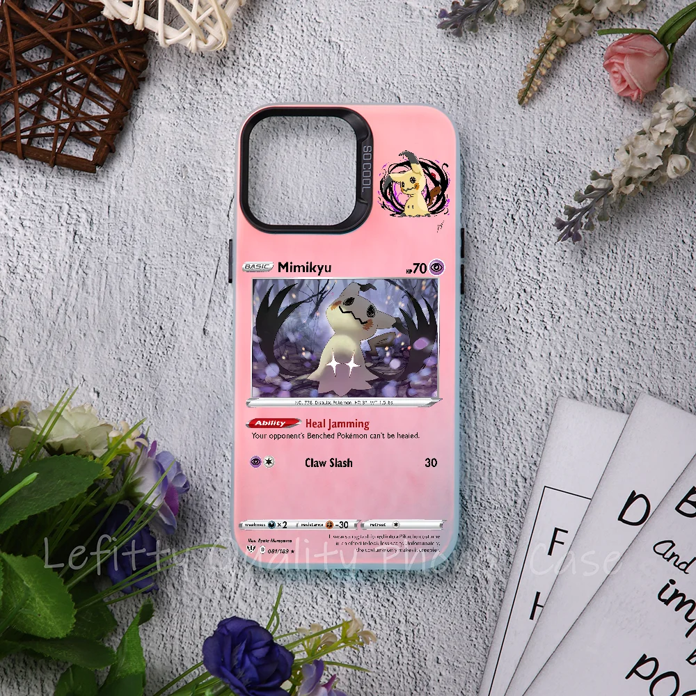 

Card Design Mimikyu Phone Case Laser Metallic For IPhone 16 15 14 13 12 11 Pro Max Matte Aurora Multicolor Gradient Cover