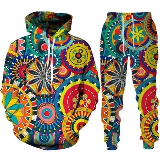 Felpe con cappuccio stampa 3d personalizzate Folk set pantaloni tute uomo tuta 2 pezzi set manica lunga Casual confortevole stile etnico vestiti da uomo