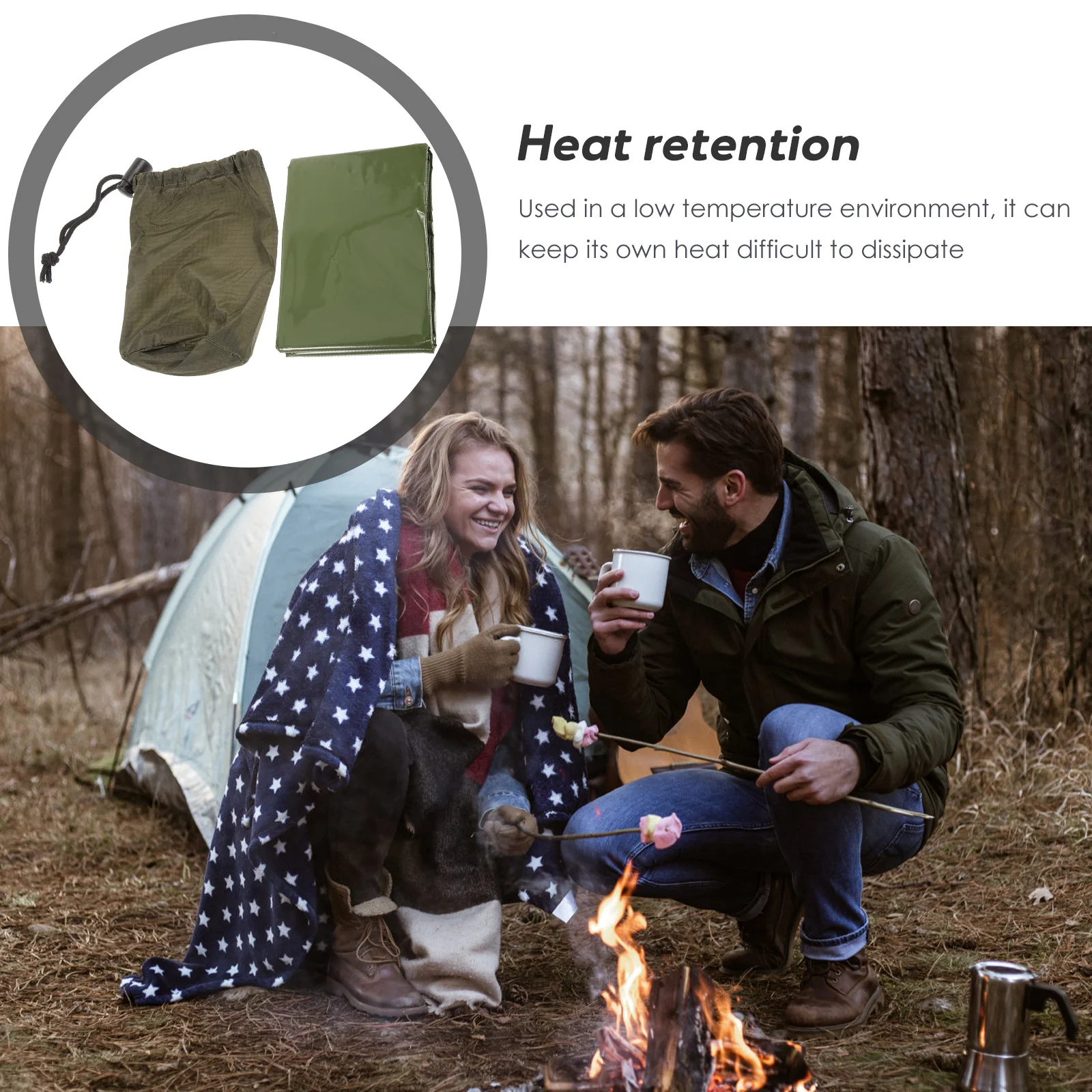 1 مجموعة بطانية بقاء الطوارئ الحرارية الدافئة التخييم ورقة يندبروف قابلة لإعادة الاستخدام في الهواء الطلق استكشاف والعتاد للطقس البارد #5