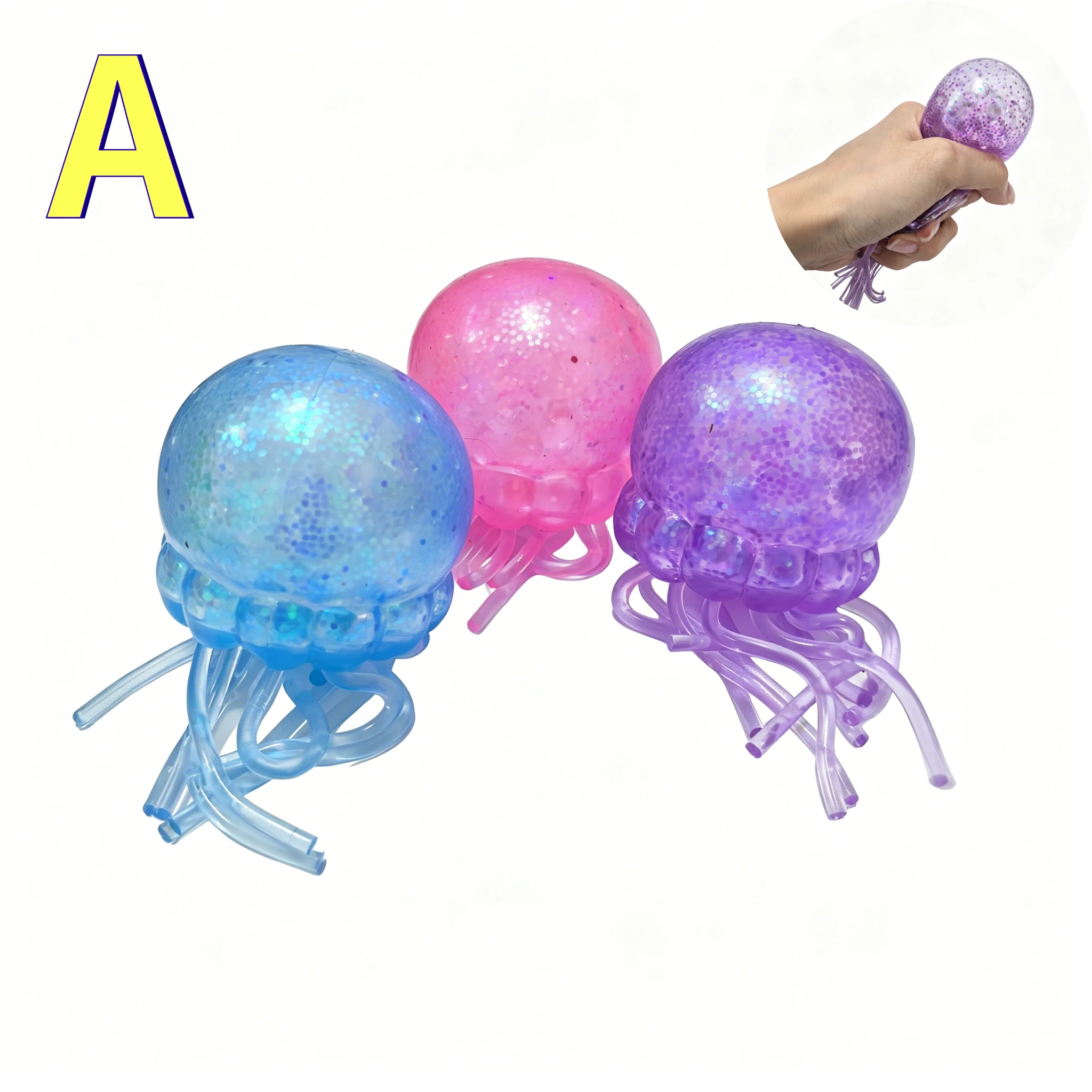 Trending Jellyfish & Cube Squish Toy, Soft Jelly Squeeze Stress Relief Fidget Toy, Sensory for Adults