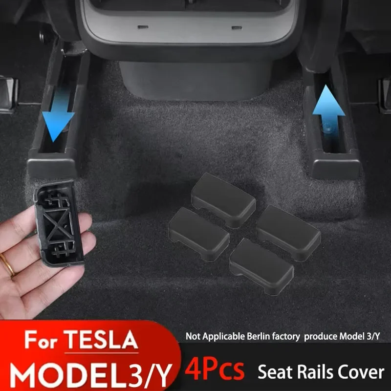 4pcs Seat Rail Cover Protector For Tesla Model 3 Y Juniper 2025 Accessories Rear End Pieces Backseat Slide Protection Anti-kick