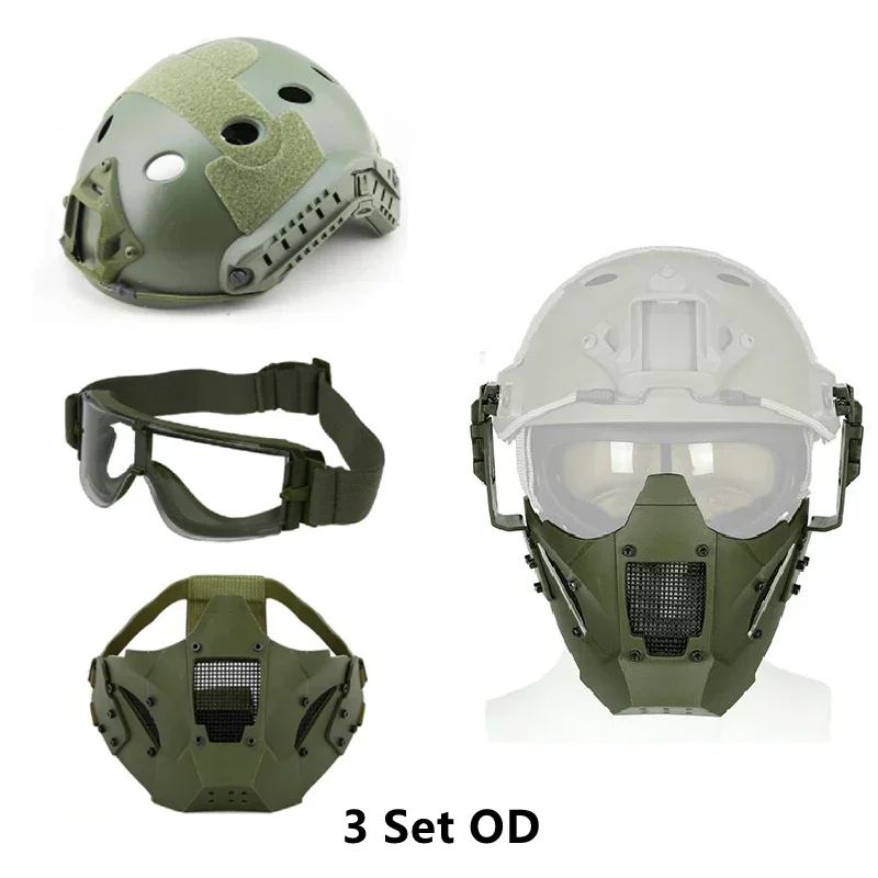 Iron Warrior Mask with Fast Helmet and Goggles Airsoft Hunting Motorcycle Paintball Cosplay Protect Gear