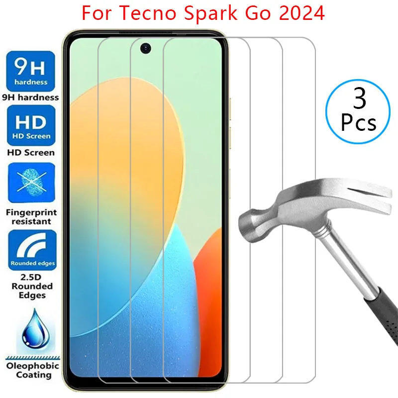 tempered glass for tecno spark go 2024 phone case on techno sparkgo go2024 back cover go2024case 360 protective bag tehno texno