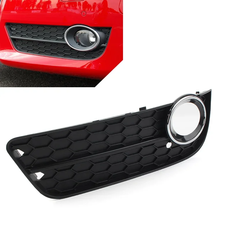 

Left/Right 1Pcs Black Car Front Bumper Fog Light Grille Cover With Chrome Ring For Audi A5 2008 2009 2010 2011