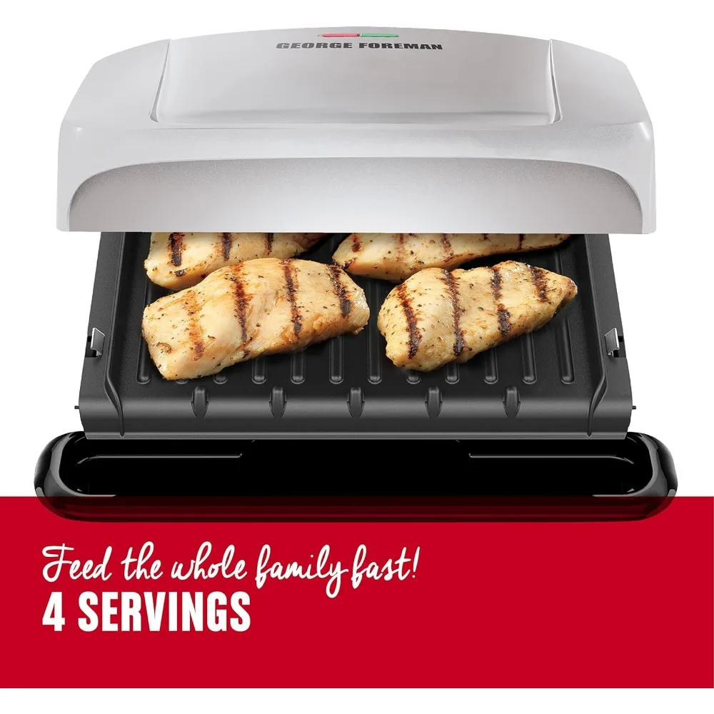 Indoor Electric Grill, 4 Servings, Platinum