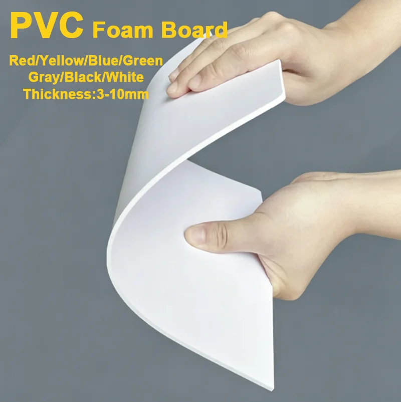 1-50 Piezas de Lámina de PVC Espumado Roja/Amarilla/Azul/Verde/Gris/Negra/Blanca de 3-10 mm de Grosor, Lámina Sintra Forex para Manualidades, Modelismo y Construcción