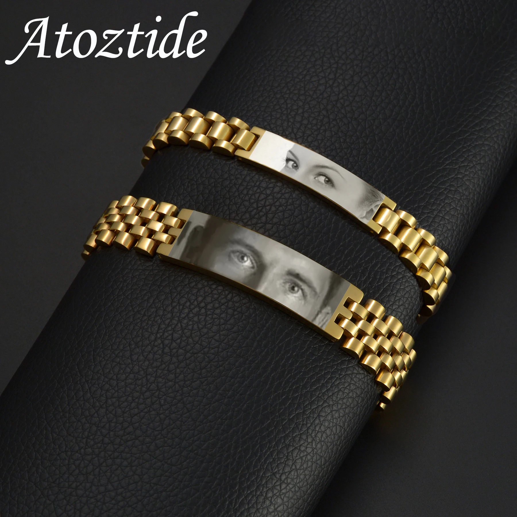 

Atoztide 10mm Punk Men Personalised Engraved Human Eye Bracelets for Women Thick Chain Stainless Steel Jewelry Bangle Gift