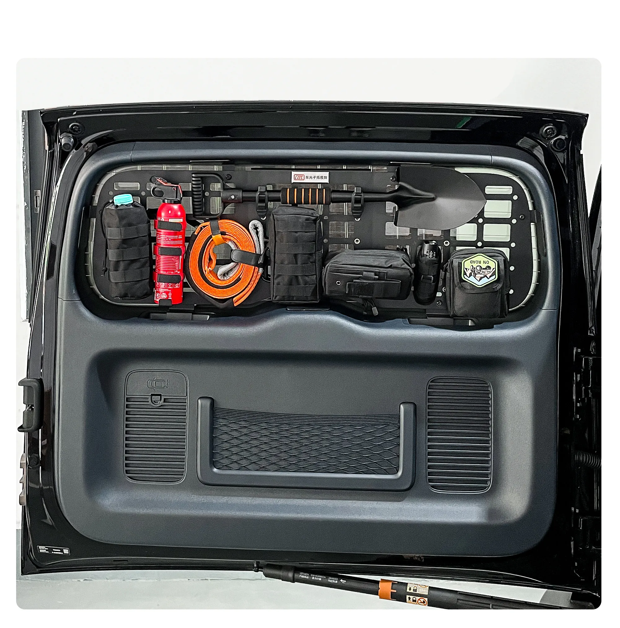 

Для BYD FangChengBao Leopard 5 2024 2025: Алюминиевая панель-органайзер Molle для багажника, полка для хранения на двери багажника, багажная полка, органайзер для багажника