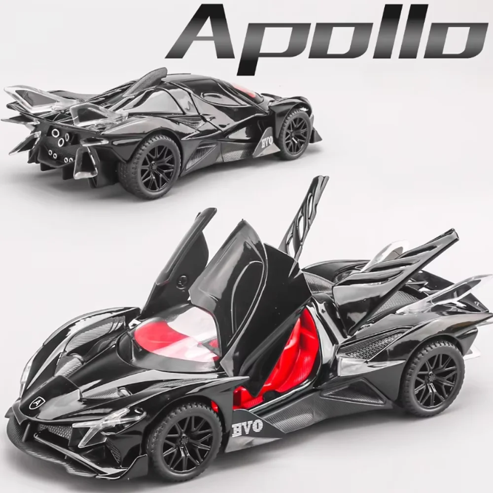 

1:32 Apollo EVO Car Model Toy Sound & Light Effects Metal Pull Back Cars Doors Opened Vehicle Models Alloy Model Gifts for Kids