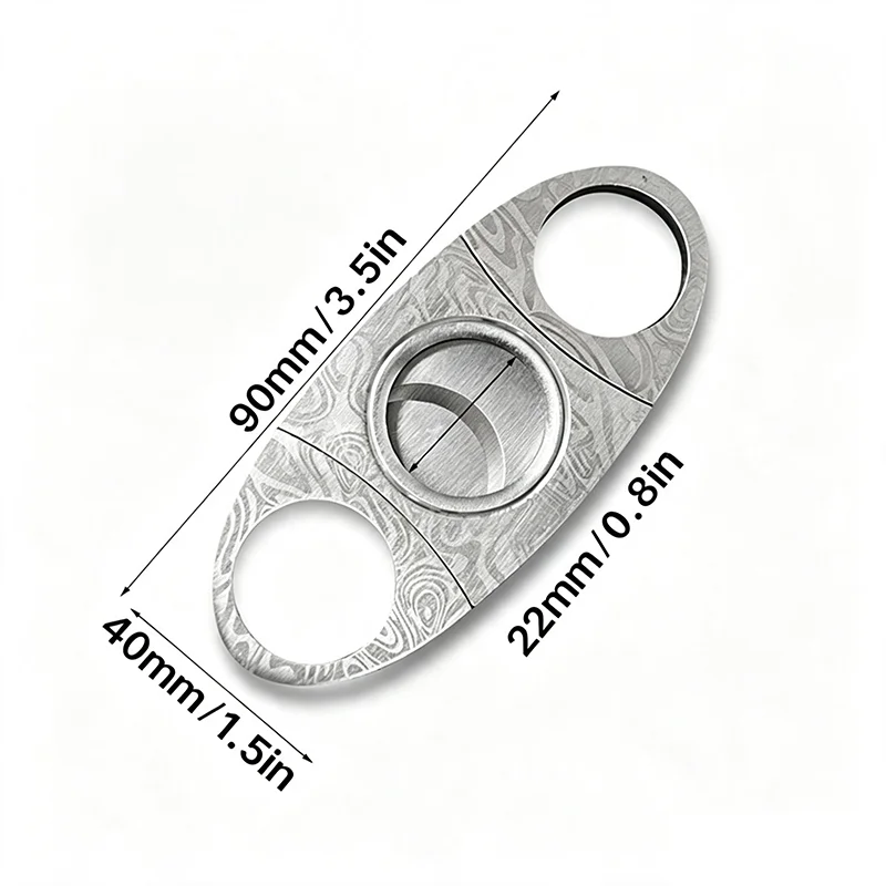 Premium Damascus Pattern Cigar Cutter Stainless Steel Double Blade Guillotine Classic Elegant Gift for Men Cigar Enthusiasts