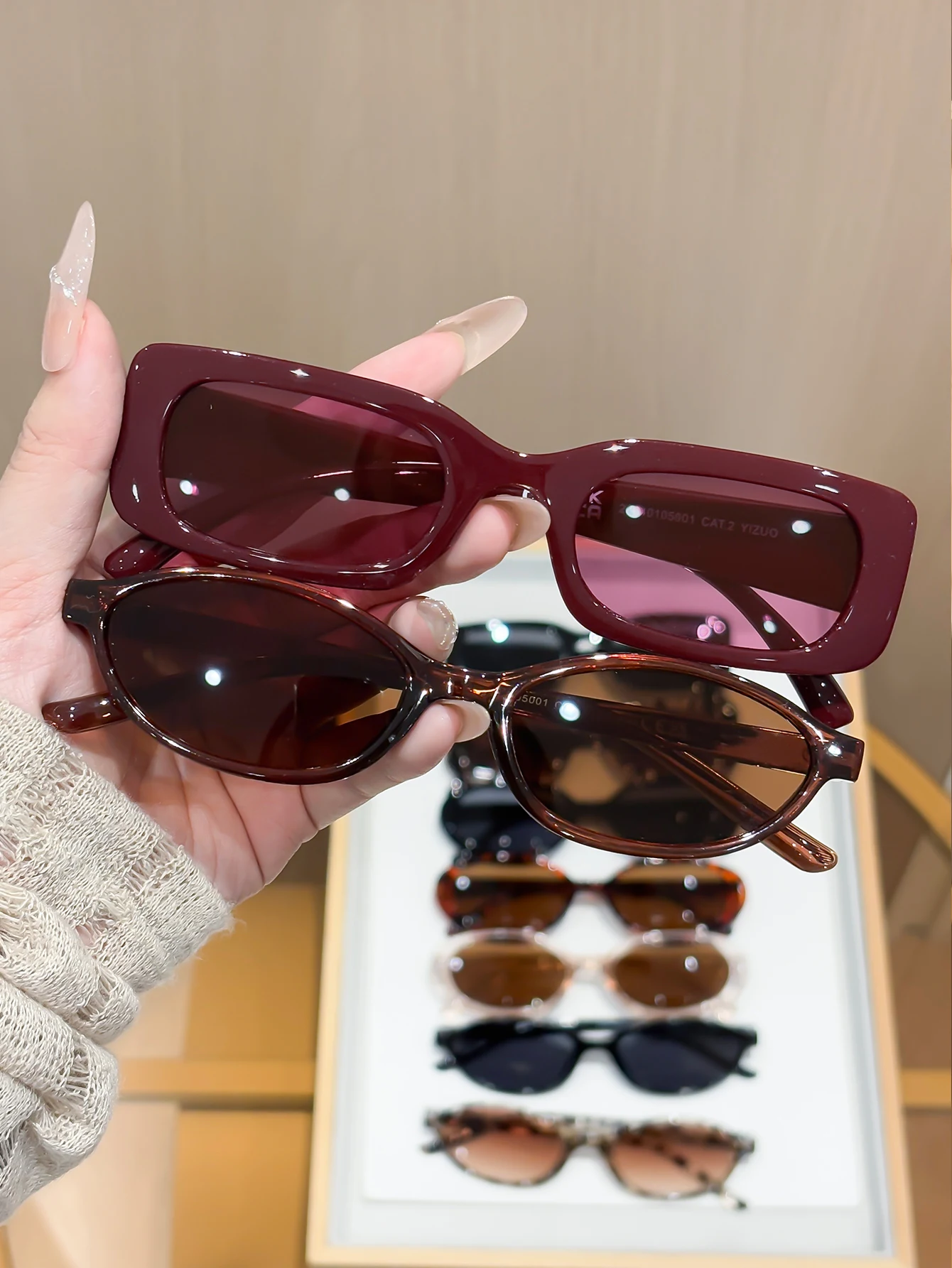 9pcs Geometric Square Colorful Full Frame Plastic Classic All-match Fashion Glasses For Driving Outdoor