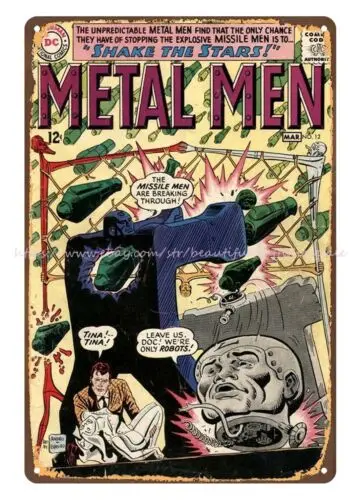 1965 comic Metal Man metal tin sign interior decoration of bedroom