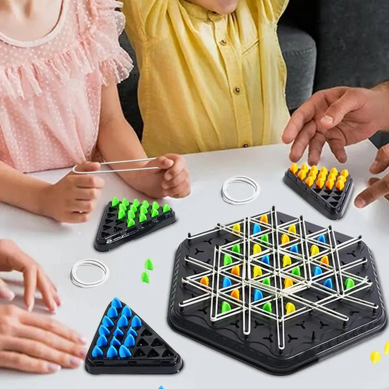 Geometry Chain Chess Puzzle Triangle Chess Desktop Game Rubber Band Training Family Interaction Exercise Thinking Toys Gifts