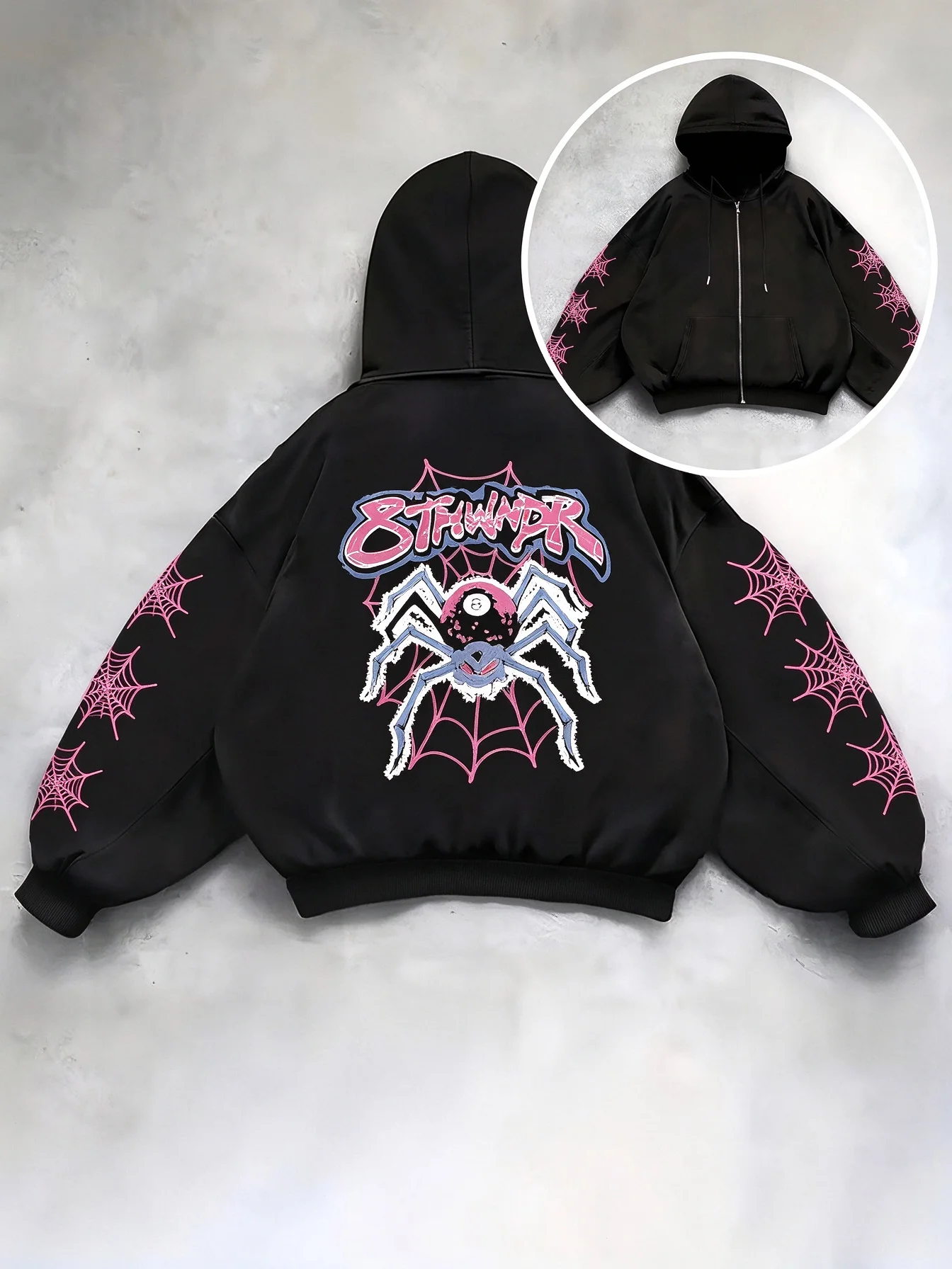 2026 Fashion Women's Streetwear Cool Style Daisy Earth Butterfly Skull Fresh Top, American Hooded Zip-Up Cardigan Sweatshirt