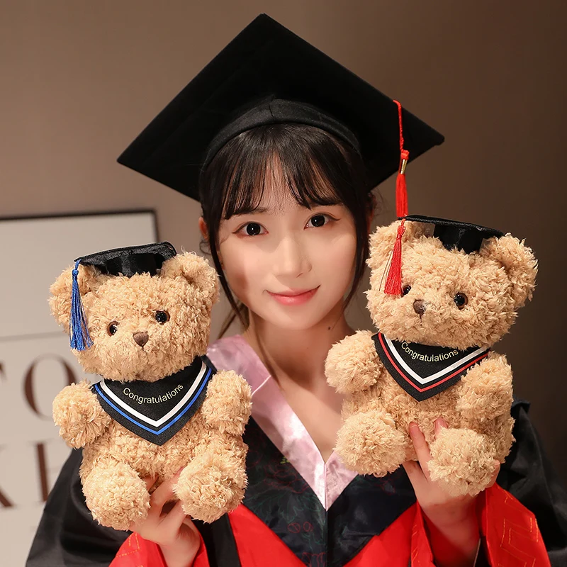Cartoon Doctor's Clothing Teddy Bear Doll Plush Toy Small Sitting Bear Doll Boys Girls Soft Students Graduation Gift Home Decor
